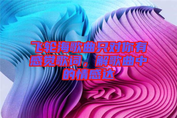 飛輪海歌曲只對你有感覺歌詞，解歌曲中的情感達