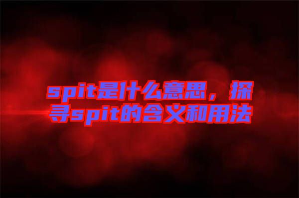 spit是什么意思，探尋spit的含義和用法