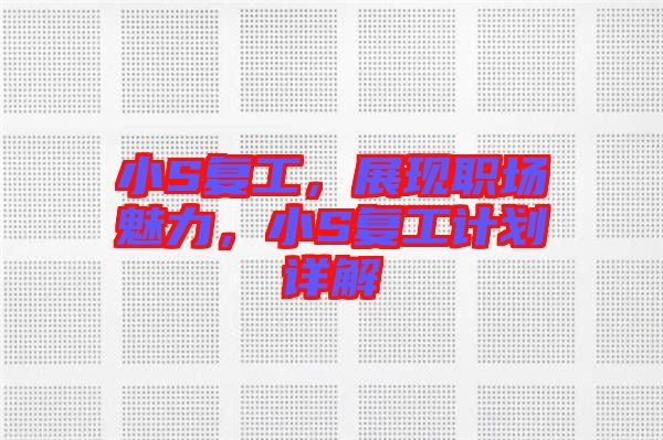 小S復(fù)工，展現(xiàn)職場魅力，小S復(fù)工計(jì)劃詳解