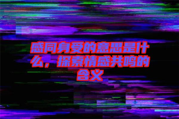 感同身受的意思是什么，探索情感共鳴的含義