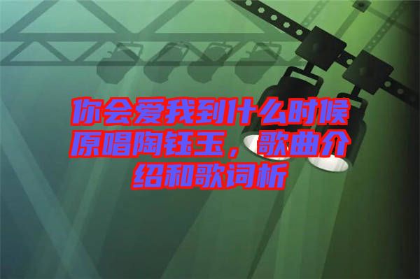 你會(huì)愛(ài)我到什么時(shí)候原唱陶鈺玉，歌曲介紹和歌詞析