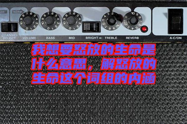 我想要怒放的生命是什么意思，解怒放的生命這個詞組的內涵