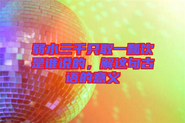 弱水三千只取一瓢飲是誰說的，解這句古語的意義