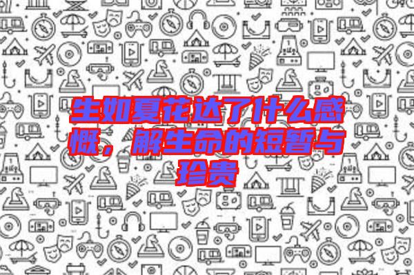 生如夏花達了什么感慨，解生命的短暫與珍貴