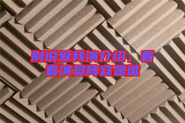 別說愛我演介紹，看看演員陣容是誰