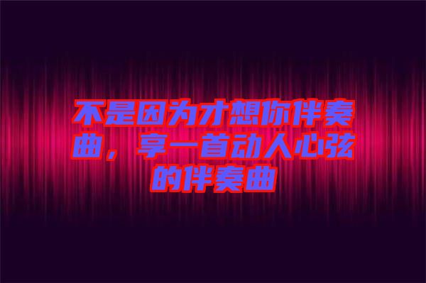 不是因為才想你伴奏曲，享一首動人心弦的伴奏曲