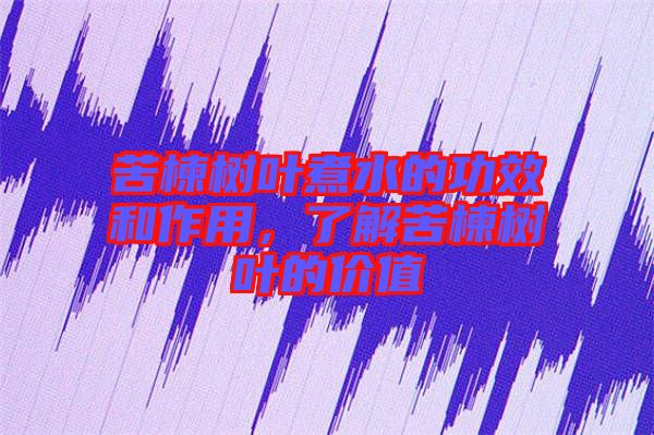 苦楝樹葉煮水的功效和作用，了解苦楝樹葉的價值