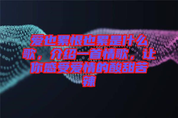愛也累恨也累是什么歌，介紹一首情歌，讓你感受愛情的酸甜苦辣