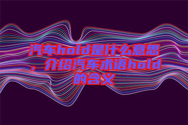 汽車hold是什么意思，介紹汽車術語hold的含義