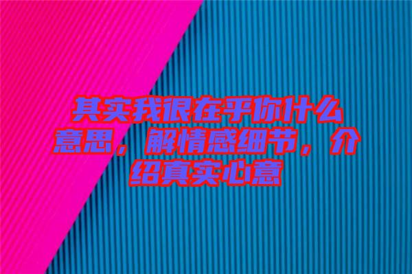 其實我很在乎你什么意思，解情感細節，介紹真實心意