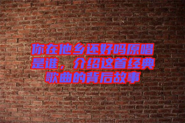 你在他鄉還好嗎原唱是誰，介紹這首經典歌曲的背后故事