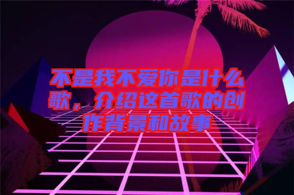 不是我不愛你是什么歌，介紹這首歌的創作背景和故事