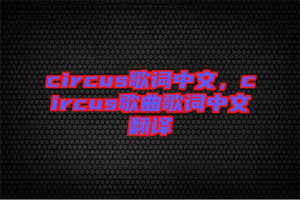 circus歌詞中文，circus歌曲歌詞中文翻譯