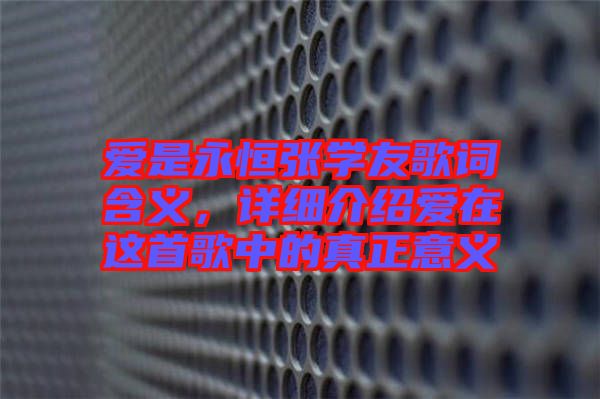 愛是永恒張學友歌詞含義，詳細介紹愛在這首歌中的真正意義