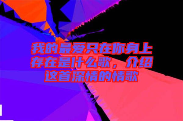 我的最愛只在你身上存在是什么歌，介紹這首深情的情歌