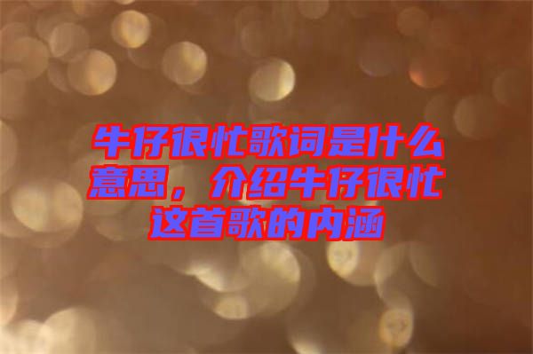 牛仔很忙歌詞是什么意思，介紹牛仔很忙這首歌的內涵