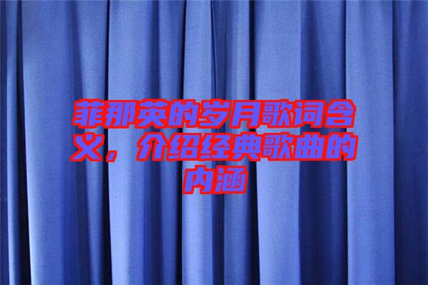 菲那英的歲月歌詞含義，介紹經(jīng)典歌曲的內(nèi)涵