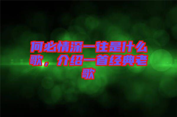 何必情深一往是什么歌，介紹一首經(jīng)典老歌