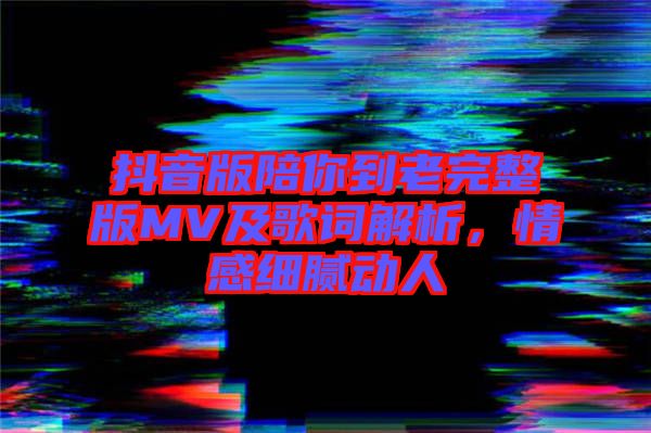 抖音版陪你到老完整版MV及歌詞解析，情感細(xì)膩動人