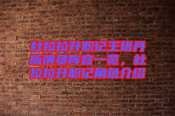 杜拉拉升職記王珞丹版演員陣容一覽，杜拉拉升職記角色介紹