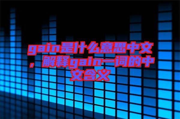 gain是什么意思中文，解釋gain一詞的中文含義