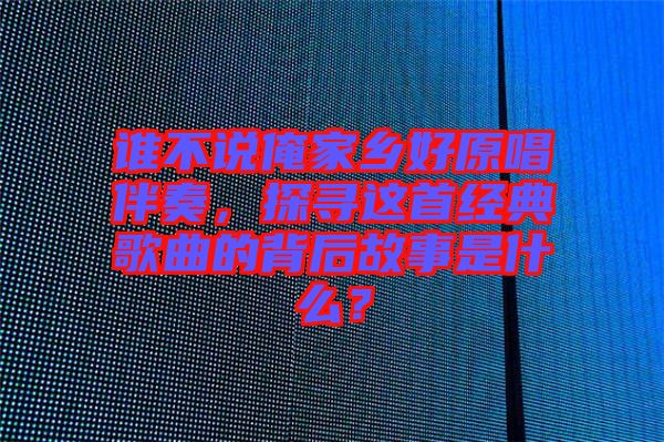 誰不說俺家鄉好原唱伴奏，探尋這首經典歌曲的背后故事是什么？