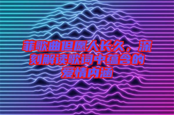 菲歌曲但愿人長久，深刻解讀歌詞中蘊含的愛情內涵